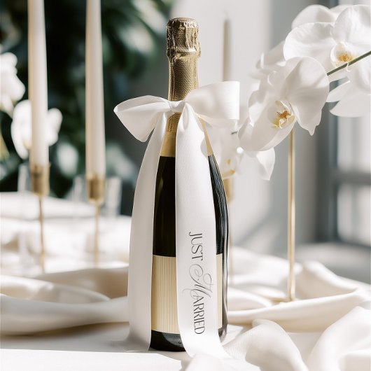 Elegant Just Married Single Inscription Wedding サテンリボン