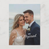 Elegant Just Married Wedding Photo Announcement ポストカード (正面)