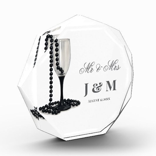 Elegant Keepsake Newlyweds Gift Bride Groom フォトブロック (左)