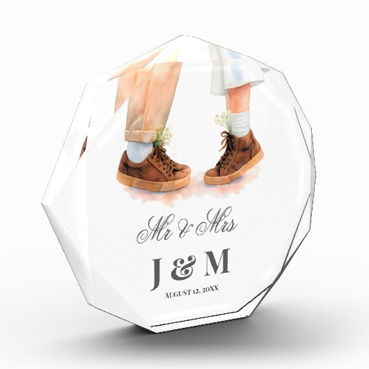 Elegant Keepsake Newlyweds Gift Bride Groom  フォトブロック (左)