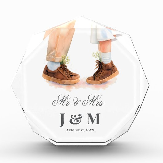 Elegant Keepsake Newlyweds Gift Bride Groom  フォトブロック (正面)