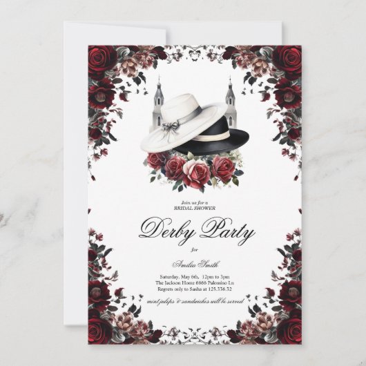 Elegant Kentucky Derby Bridal Shower Invitation Fl 招待状 (正面)