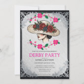 Elegant Kentucky Derby Party Floral Invitation 招待状 (正面)