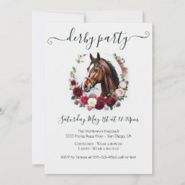 Elegant Kentucky Derby Party Invitation Floral Hor 招待状