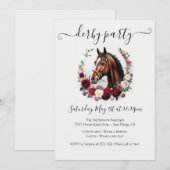 Elegant Kentucky Derby Party Invitation Floral Hor 招待状 (正面/裏面)