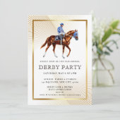 Elegant Kentucky Derby Party Invitation with Horse 招待状 (スタンド正面)