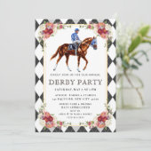 Elegant Kentucky Derby Party Invitation with Horse 招待状 (スタンド正面)