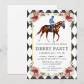 Elegant Kentucky Derby Party Invitation with Horse 招待状 (正面/裏面)