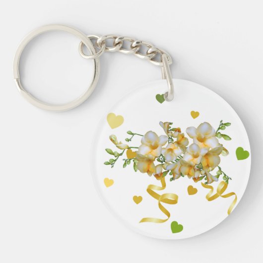 Elegant Keychain with hearts and flowers キーホルダー (正面)