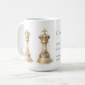 Elegant King Queen Couple Gift Gold Chess コーヒーマグカップ (正面左)