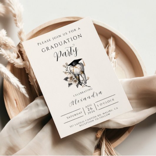 Elegant Kintsugi Floral Dental Graduation 招待状