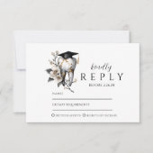 Elegant Kintsugi Floral Dental Graduation Party 出欠カード (正面)