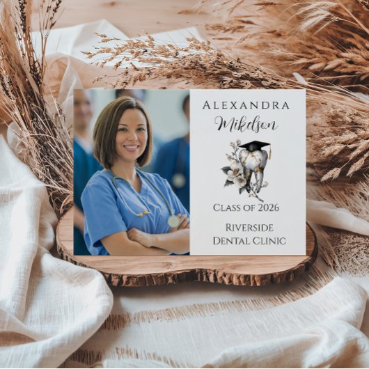 Elegant Kintsugi Floral Dental Graduation Party 案内状