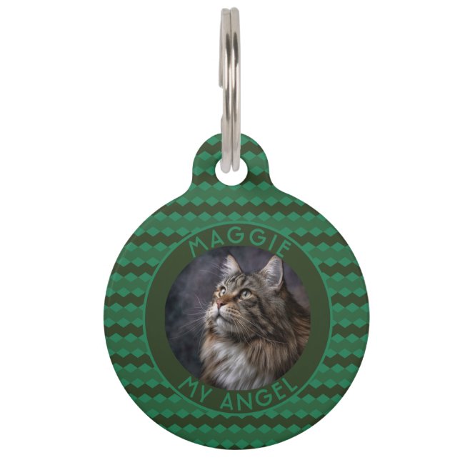 Elegant Kitten Owner Gift Chevron Checkers ペット　ネームタグ (正面)