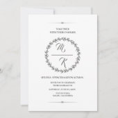 Elegant, klassisch Monogramm Kranz 招待状 (正面)