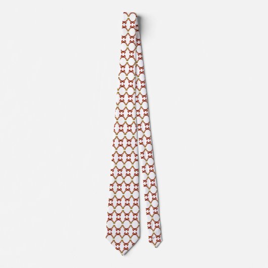 Elegant Knitted Rings Red Gold Pattern Necktie, Cr ネクタイ (正面)