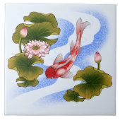 Elegant koi carp in lotus pond  タイル (正面)