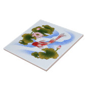 Elegant koi carp in lotus pond タイル (側面)