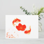Elegant Koi Fish and Red Blossom Art | Japanese St 招待状 (スタンド正面)