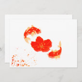 Elegant Koi Fish and Red Blossom Art | Japanese St 招待状 (正面/裏面)