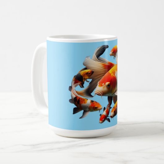 Elegant Koi Fish on Black – High Quality Centered コーヒーマグカップ (正面左)