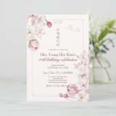 Elegant Korean Floral 70th Birthday Invitation 招待状 (スタンド正面)