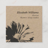 Elegant Kraft Dark Floral Pattern Florist QR code スクエア名刺 (正面)