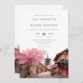 Elegant Kyoto Japan Destination Wedding 招待状 (正面/裏面)