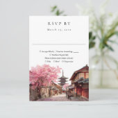 Elegant Kyoto Japan Watercolor Wedding 出欠カード (スタンド正面)