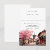 Elegant Kyoto Japan Watercolor Wedding 出欠カード (正面/裏面)