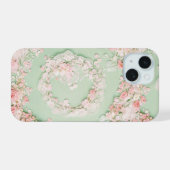 Elegant Lace and Roses Botanical Frame Phone Case iPhone 15ケース (裏面横)