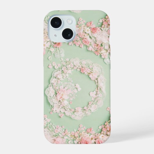 Elegant Lace and Roses Botanical Frame Phone Case iPhone 15ケース (裏面)