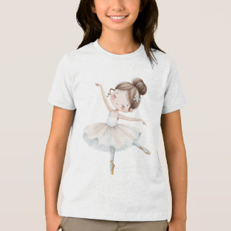 Elegant Lace Ballerina Watercolor White Cream Gold トライブレンドＴシャツ