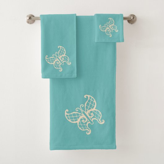 Elegant Lace Butterfly Bath Towels Set Gift バスタオルセット (インサイチュ)
