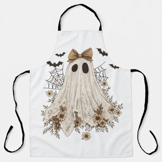 Elegant Lace Ghost with Bow | Floral Ghost  エプロン (正面)