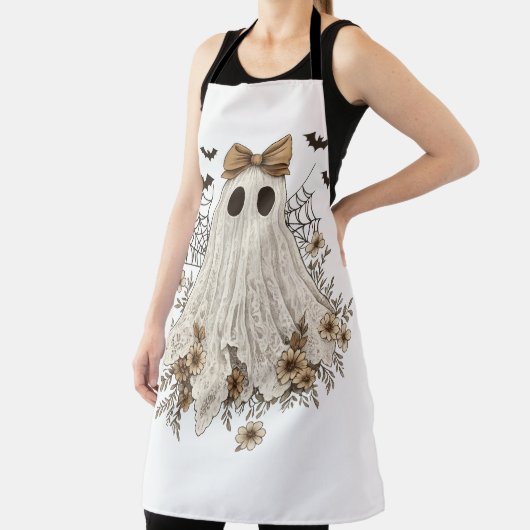 Elegant Lace Ghost with Bow | Floral Ghost  エプロン (インサイチュ)