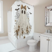 Elegant Lace Ghost with Bow | Floral Ghost  シャワーカーテン (インサイチュ)