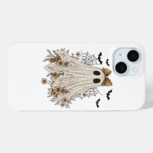 Elegant Lace Ghost with Bow | Floral Ghost  Case-Mate iPhoneケース (裏面 (横))