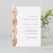 Elegant Lace Real Rose Gold Foil Wedding  箔招待状 (立ち正面)