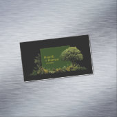 Elegant Landscape Tree Black Gold Frame Botanical マグネット名刺 (インサイチュ)