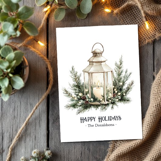 Elegant Lantern Candle Christmas Photo シーズンカード