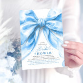 Elegant Large Dusty Blue Bow Bridal Shower 招待状