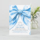 Elegant Large Dusty Blue Bow Bridal Shower  招待状 (スタンド正面)