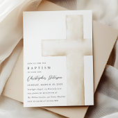 Elegant Large White Cross Baptism Invitation 招待状