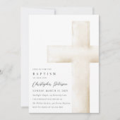 Elegant Large White Cross Baptism Invitation 招待状 (正面)
