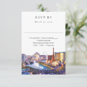 Elegant Las Vegas Skyline Watercolor Wedding 出欠カード (スタンド正面)
