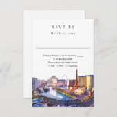 Elegant Las Vegas Skyline Watercolor Wedding 出欠カード (正面/裏面)