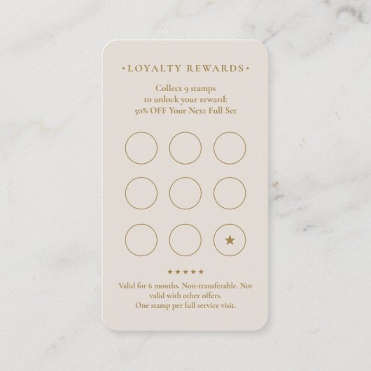 Elegant Lash Extensions Loyalty Rewards Sand 9 名刺 (裏面)