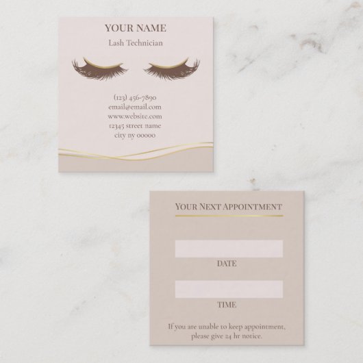 Elegant Lash Technician Appointment Card 予約カード (正面/裏面)