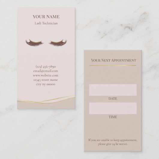 Elegant Lash Technician Appointment Card 予約カード (正面/裏面)